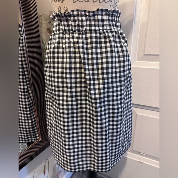SHEIN Black & White Gingham Paperbag Tie-Waist A-Line Skirt - Picture 4 of 8